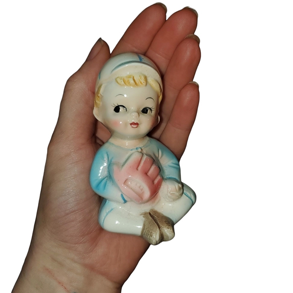 Adorable Vintage Baseball Child Figurine